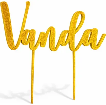 Party dekorace Plastový zápich se jménem – PÍSMO č. 1 | Originál na míru - Klasická zlatá