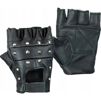 Rukavice KOŽENÉ RUKAVICE BEZ PRSTŮ ČERNÉ S CVOČKY XL