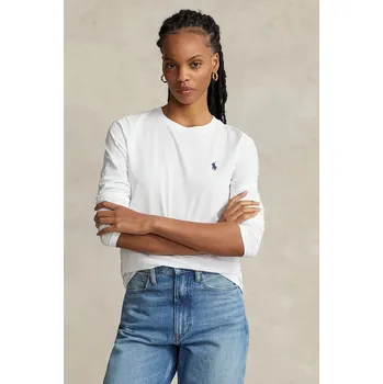 Pánské tričko Bavlněné tričko s dlouhým rukávem Polo Ralph Lauren 211898699 bílá 00X, vel. XL