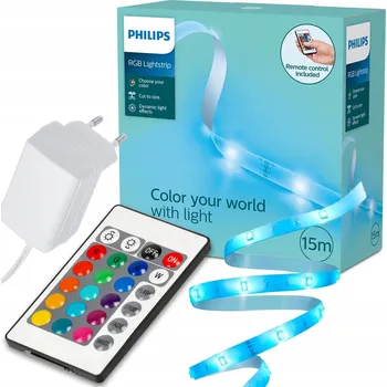 LED páska LED pásek RGB 15m Stmívatelný Vícebarevný s Dálkový Ovladač Philips