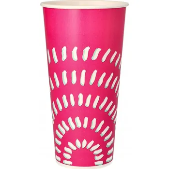 Jednorázové nádobí Kelímky na studené nápoje, kartonové, 0,5 l, průměr 8,97 cm, výška 16,83 cm, barva: růžová, 50 ks