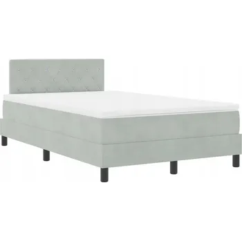 Postel Postel s pružinovou matrací a nastavitelným čelem, světle šedá, 203 x 120 x 88 cm