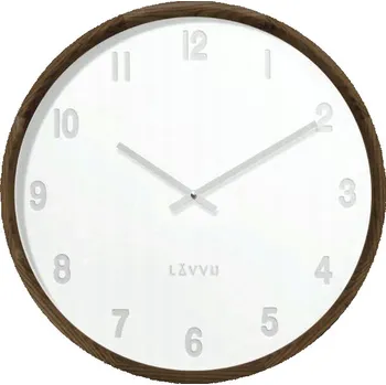 Hodiny LAVVU Tmavé dřevěné bílé hodiny LAVVU FADE LCT4061