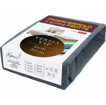 Prostěradlo FROTÉ PROSTĚRADLO S GUMOU VIP 180X220 BOK 30CM POLSKÉ TMAVĚ ŠEDÉ BAVLNĚNÉ