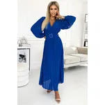 numoco basic 414-5 KLARA plisované šaty s páskem a výstřihem -