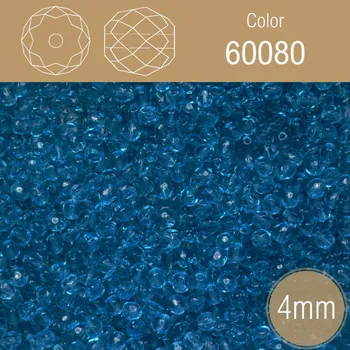 Korálek Korálky BROUŠENÉ 4mm. Barva 60080. Průhledná modrá. Balení 120Ks.