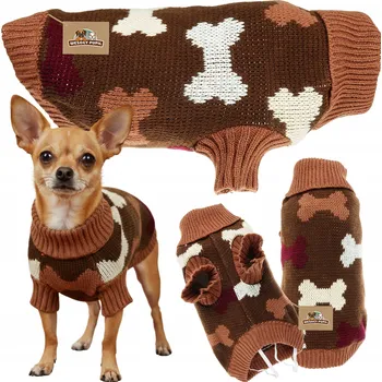 Dámský svetr SVETR pro psa kočku na zimu, teplé oblečení GOLF, svetr s kostkami, gumičky, velikost S