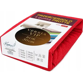 Prostěradlo FROTÉ PROSTĚRADLO S GUMOU VIP 90X220 BOK 30CM POLSKÉ ČERVENÉ BAVLNA
