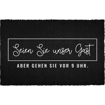 Rohožka Černá kokosová rohožka ke vchodovým dveřím - Buďte naším hostem - Až 9 Dárek