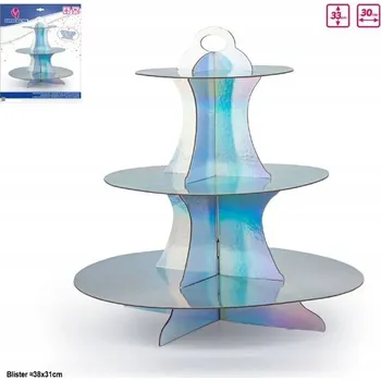 Obraz Elegantní třípatrový etažér na dorty ve stříbrné barvě