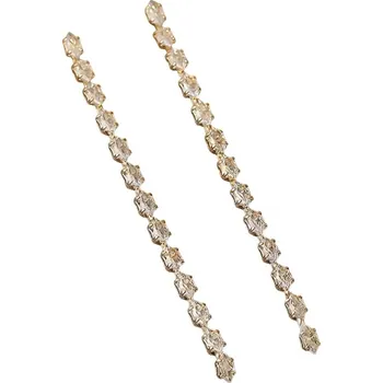 Souprava šperků B-TOP Dlouhé geometrické náušnice se zirkony ve zlaté barvě