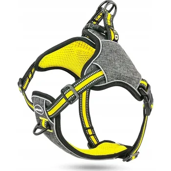 Postroj pro psa Postroj pro psa prodyšný reflexní nastavitelný velikost M žlutý