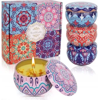 Svíčka Vonná svíčka sójová vanilka gardénie krvavá pomeranč fialka 4 ks