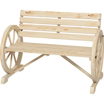 Zahradní lavice OUTSUNNY Zahradní lavice RUSTIK masivní 106 x 56 x 79 cm světlé dřevo