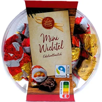 Čokoláda WINTER TRAUM WEIHNACHTS WICHTEL Edel-Vollmilch - mini Santové z mléčné čokolády- 18ks 125g