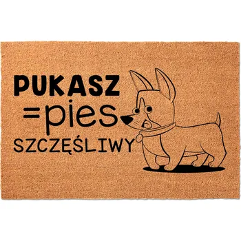 Rohožka KOKOSOVÁ ROHOŽKA PŘED DVEŘE S VTIPNÝM MOTIVEM PSA - ŠŤASTNÝ PES