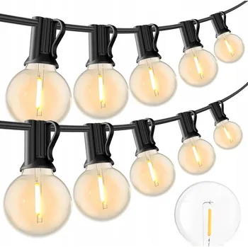 Venkovní osvětlení Venkovní zahradní girlanda 30 m s 50 LED žárovkami G40 IP44 na balkon