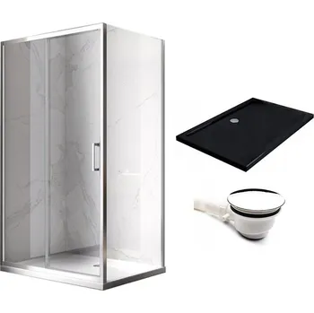 BPS-koupelny Obdélníkový sprchový kout HYD-OK103B 110x80 chrom/transparent + vanička HYD-OSV-ST03A černá