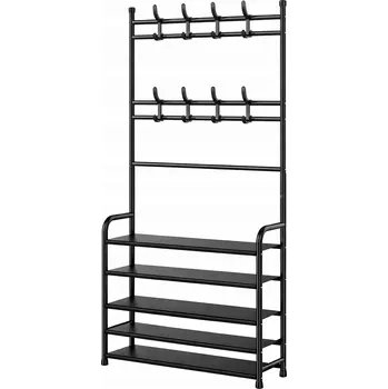 Věšák KOVOWÝ STOJAN S VĚŠÁKEM, POLICÍ NA OBLEČENÍ A BOTY, LOFT 80 cm