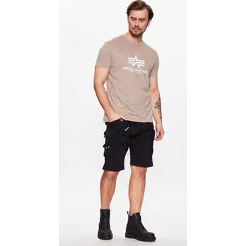 Pánské tričko Alpha Industries T-Shirt Basic 100501 Béžová Regular Fit 3XL
