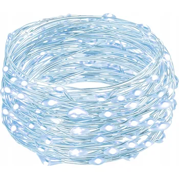 Vánoční dekorace Vánoční osvětlení na stromeček na baterie, 100 LED, studená bílá, 10 m