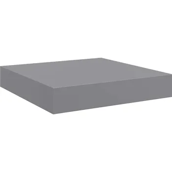 police Stylová nástěnná police MDF a kov, šedá 23x23,5x3,8 cm