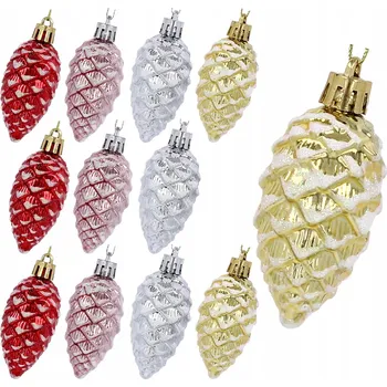Vánoční dekorace Sada 12 vánočních ozdob na stromeček - ŠIŠKY 7,5 cm mix barev
