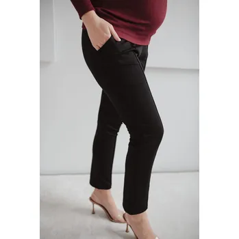 Těhotenské cigaretové kalhoty GraceFit – černé, bavlněné, 7/8 délka Velikost: S