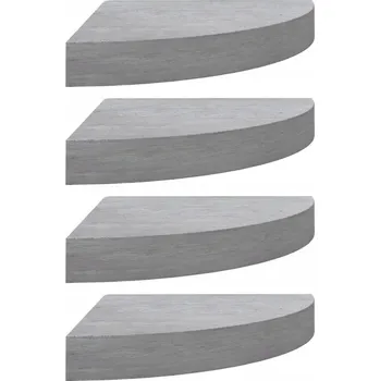 police Stylové šedé rohové nástěnné police 25 x 25 x 3,8 cm, MDF, kov