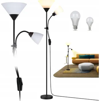 Stojací lampa MODERNÍ PODLAHOVÁ LAMPA E27X2 164CM STOJACÍ NOČNÍ PRO ČTENÍ 2V1