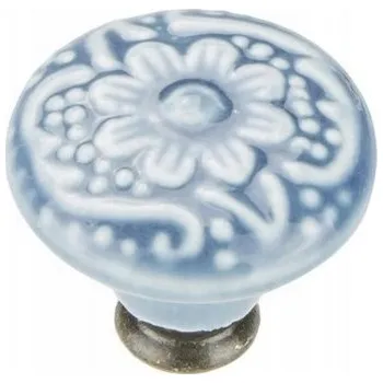 Nábytkové kování Nábytková úchytka knopka béžová modrá lesklá 3,8 x 1,4 x 4,2 cm