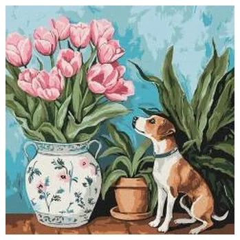 Set školních potřeb Malowanie po numerach -Czarujące tulipany 40x40cm