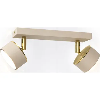 STROPNÍ SVÍTIDLO LIŠTA 2x SPOT NASTAVITELNÁ KOVOVÁ STÍNIDLA ZLATÁ BÉŽOVÁ MODERNÍ