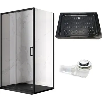 BPS-koupelny Obdélníkový sprchový kout HYD-OK103A 100x80 černý/transparent + vanička HYD-OSV-SXL03C černá