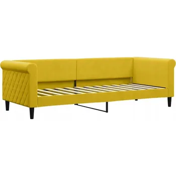 Pohovka Žlutá sametová pohovka s funkcí postele 2v1, 229 x 90 x 68 cm