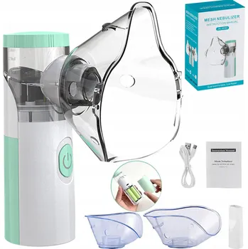 Inhalátor INHALÁTOR NEBULIZÁTOR 2 MASKY PRO DĚTI A DOSPĚLÉ PŘENOSNÝ NA BATERIE