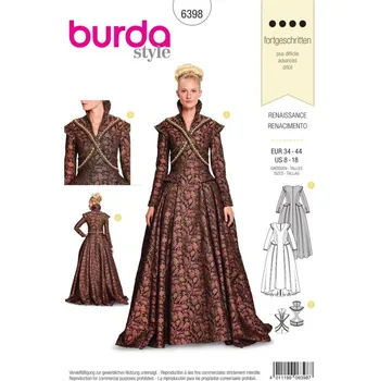 Galanterie Tištěný střih renesanční šaty