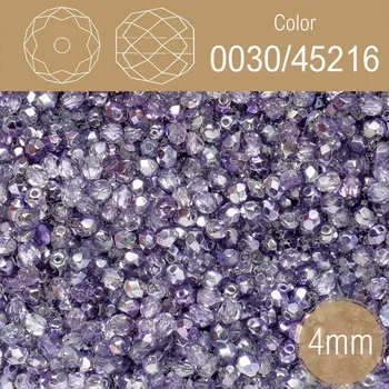 Korálek Korálky BROUŠENÉ 4mm. Barva 0030/45216. Průhledná fialová s pokovem . Balení 120Ks.
