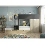 Patrová postel Flip - světlý dub, shade