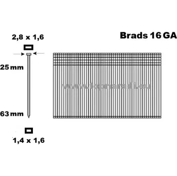 Hřebík Hřebíčky brads F16/45 mm, 16Ga, (2500ks)