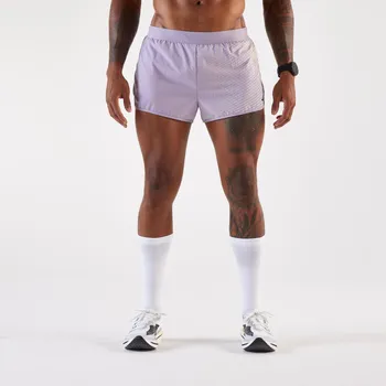 Pánská móda KIPRUN Pánské běžecké kraťasy Kiprun Run 500 Confort Split S FIALOVÁ