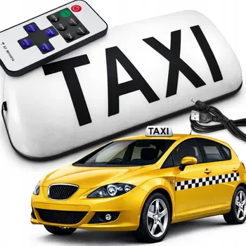 Maják KOHOUT TAXI BÍLÝ SVĚTLO LED NA AKUMULÁTOR + BEZDRÁTOVÉ DÁLKOVÉ OVLÁDÁNÍ MAGNET