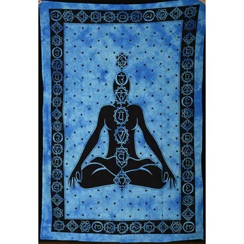 Přehoz na lůžko Mandala malá Čakry modrá