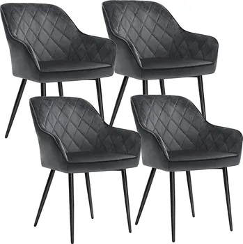 Jídelní židle SONGMICS Sada 4 čalouněných židlí s područkami, 62.5 x 60 x 85 cm, šedá Jídelní židle