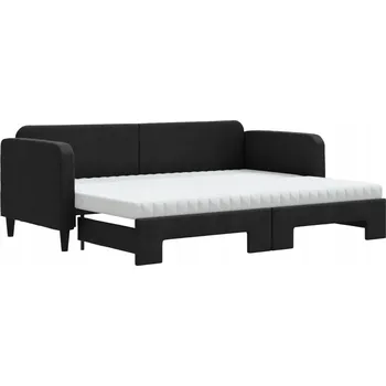 Pohovka Rozkládací lehátko/pohovka černá 223 x 90 x 75 cm, 223 x 172,5 x 75 cm