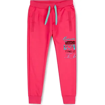 Dívčí oblečení Dívčí bavlněné tepláky Kugo M6013 vel. 134 růžové