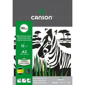 TECHNICKÝ BLOK A3, 10 LISTŮ, ČERNÝ, 160G, TUHÝ PAPÍR NA KRESLENÍ