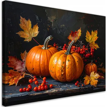 Obraz Obraz do kuchyně, jídelny, obýváku, Dýně jeřabina zátiší listí 45x30