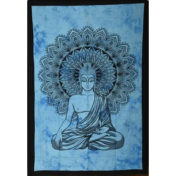 Přehoz na lůžko Mandala malá Buddha modrá