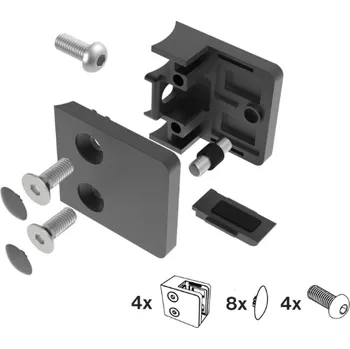 Zábradlí Hahn Steel Držák skla 45x45mm pro sloupek O42,4 mm model 23P, SET 4ks – nerez AISI 304, Černá RAL 9005